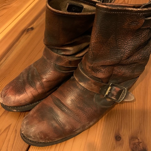 Frye Distressed Leather Veronica Slouch Boots - Picture 1 of 5